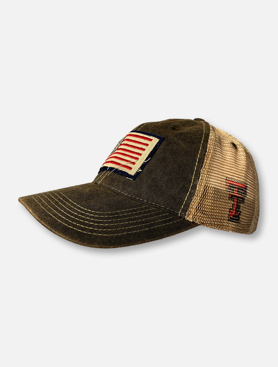 Legacy Texas Tech Red Raiders American Flag Patch Canvas And Mesh Snapback Cap