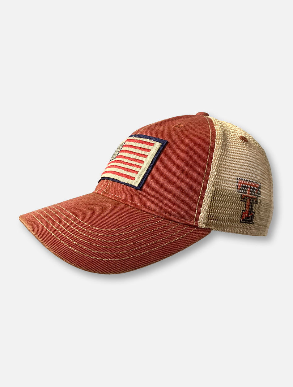 Legacy Texas Tech Red Raiders American Flag Patch Canvas And Mesh Snapback Cap