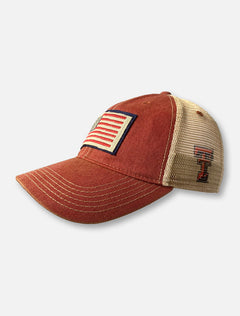 Legacy Texas Tech Red Raiders American Flag Patch Canvas And Mesh Snapback Cap