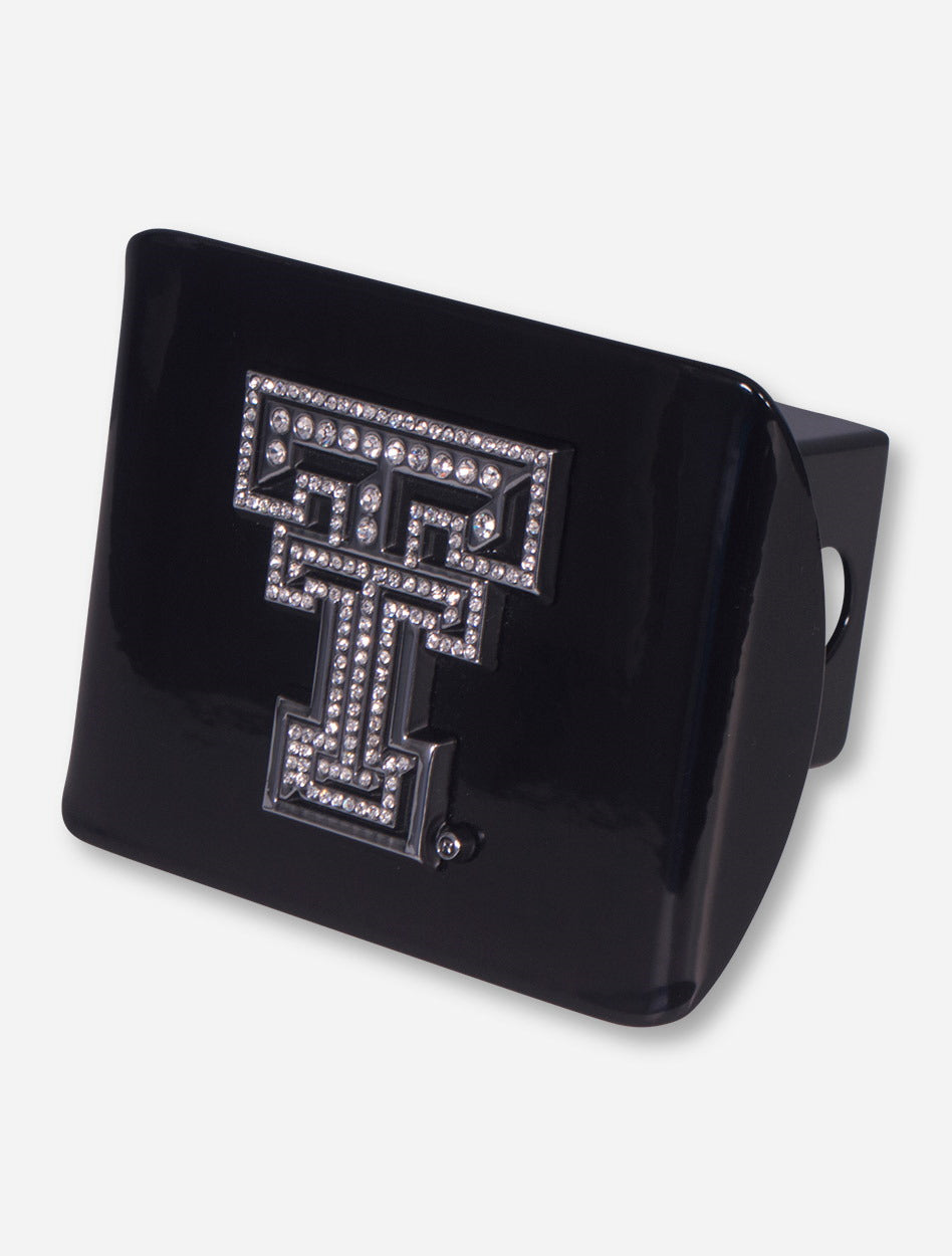 Texas Tech Chrome And Rhinestone Double T on Black Hitch Cover