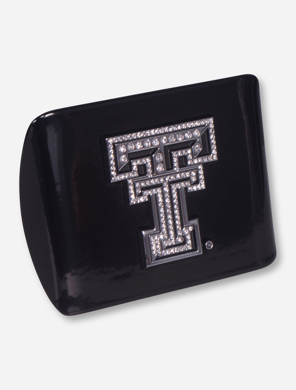 Texas Tech Chrome And Rhinestone Double T on Black Hitch Cover