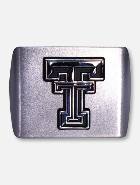 AMG Texas Tech  Red Raiders Metallic Silver with Chrome  Double T Hitch Cover