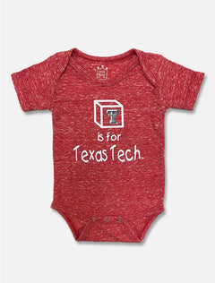 Texas Tech Red Raiders T is for TECH Heathered Onesie