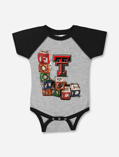 Texas Tech Red Raiders Building Blocks INFANT Raglan Onesie