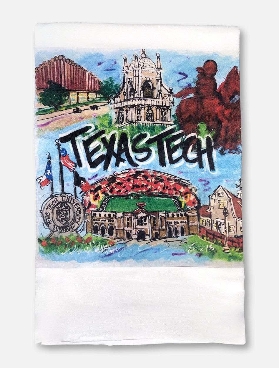 Texas Tech Red Raiders Football Field Collage Tea Towel