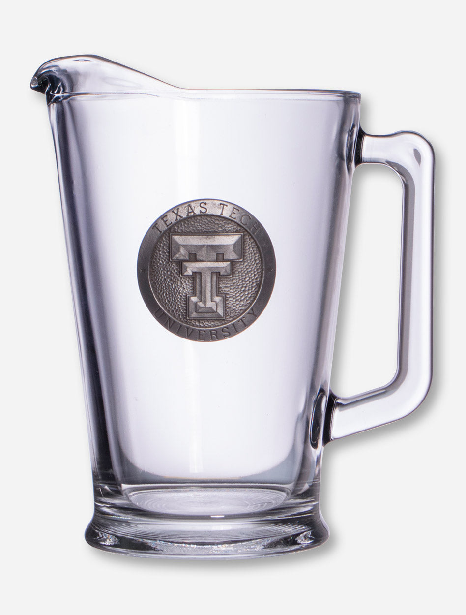 Texas Tech Double T Silver Emblem on Glass Pitcher