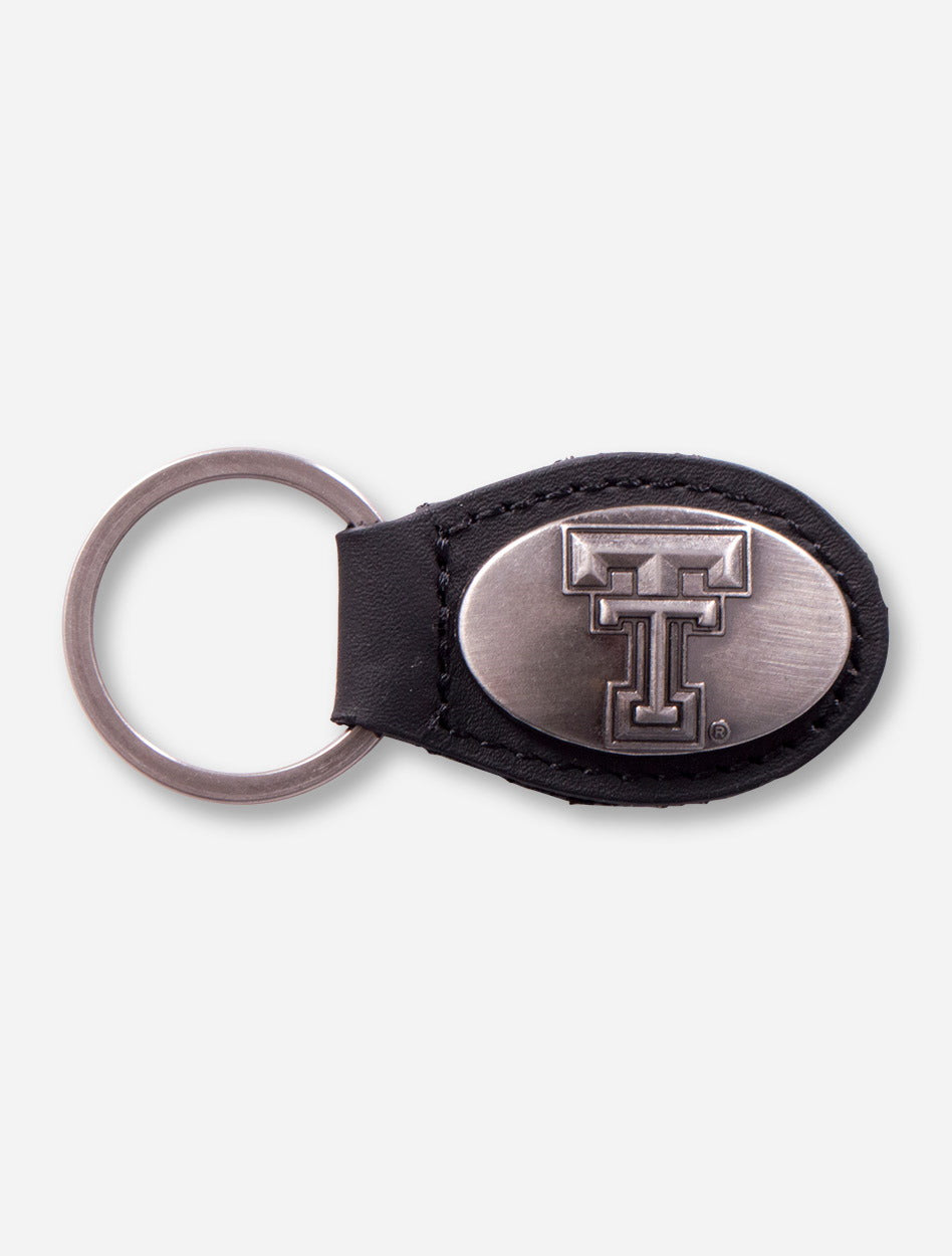 Double T With Rubber Grip Pewter Keychain