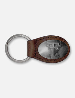 Double T With Rubber Grip Pewter Keychain