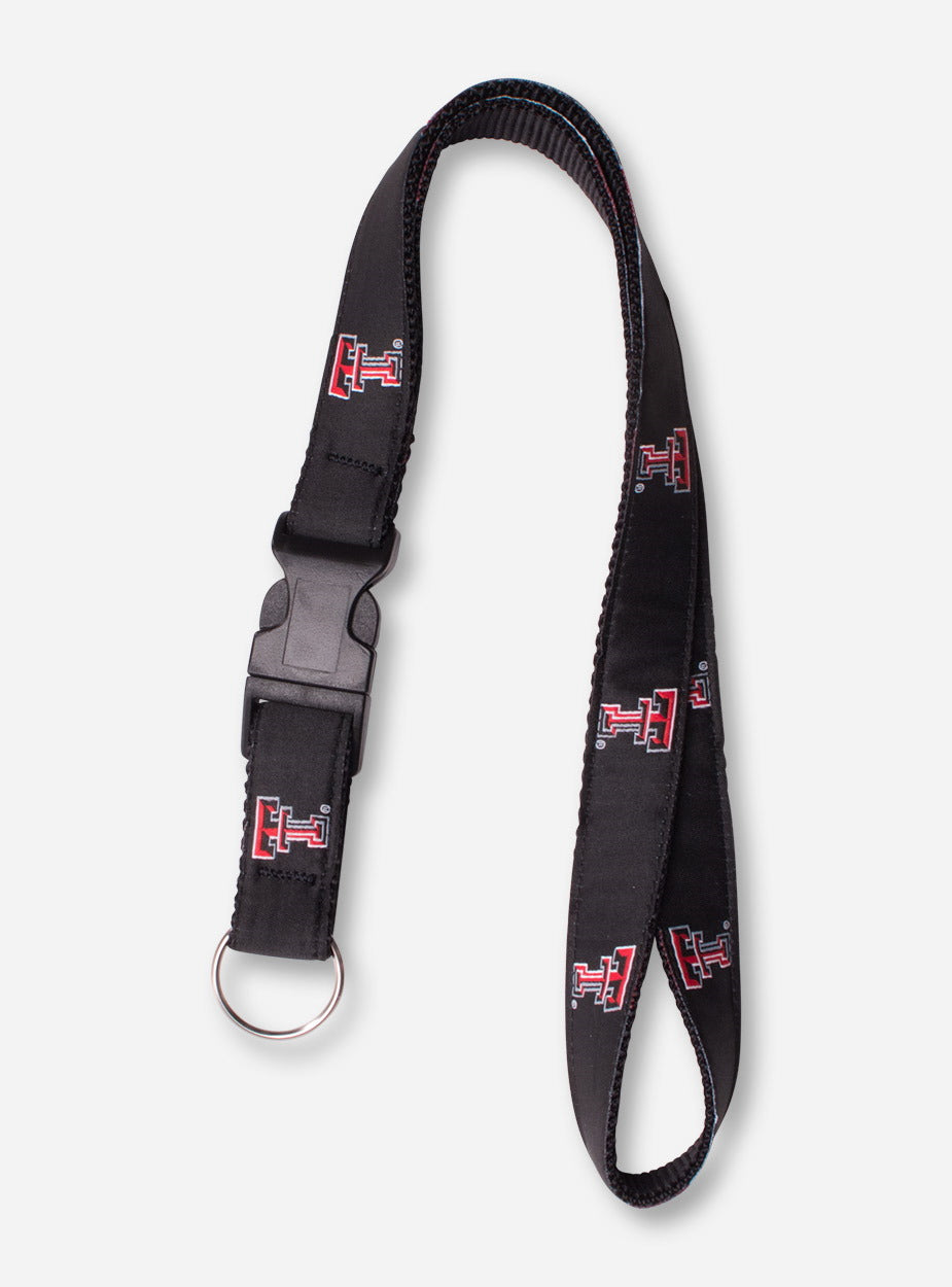 Texas Tech Double T on Black Lanyard