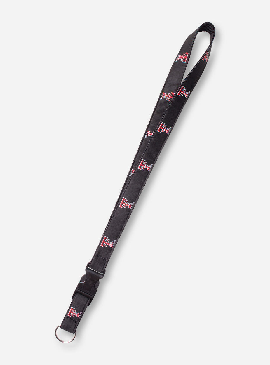 Texas Tech Double T on Black Lanyard