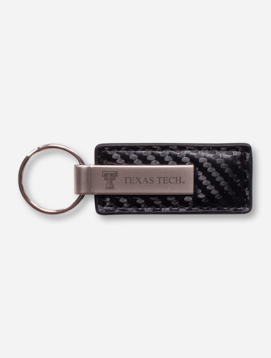 Texas Tech Carbon Fiber and Leather Keychain