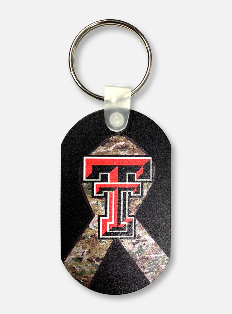 Texas Tech Red Raiders Double T Camouflage Ribbon Dog Tag Keychain
