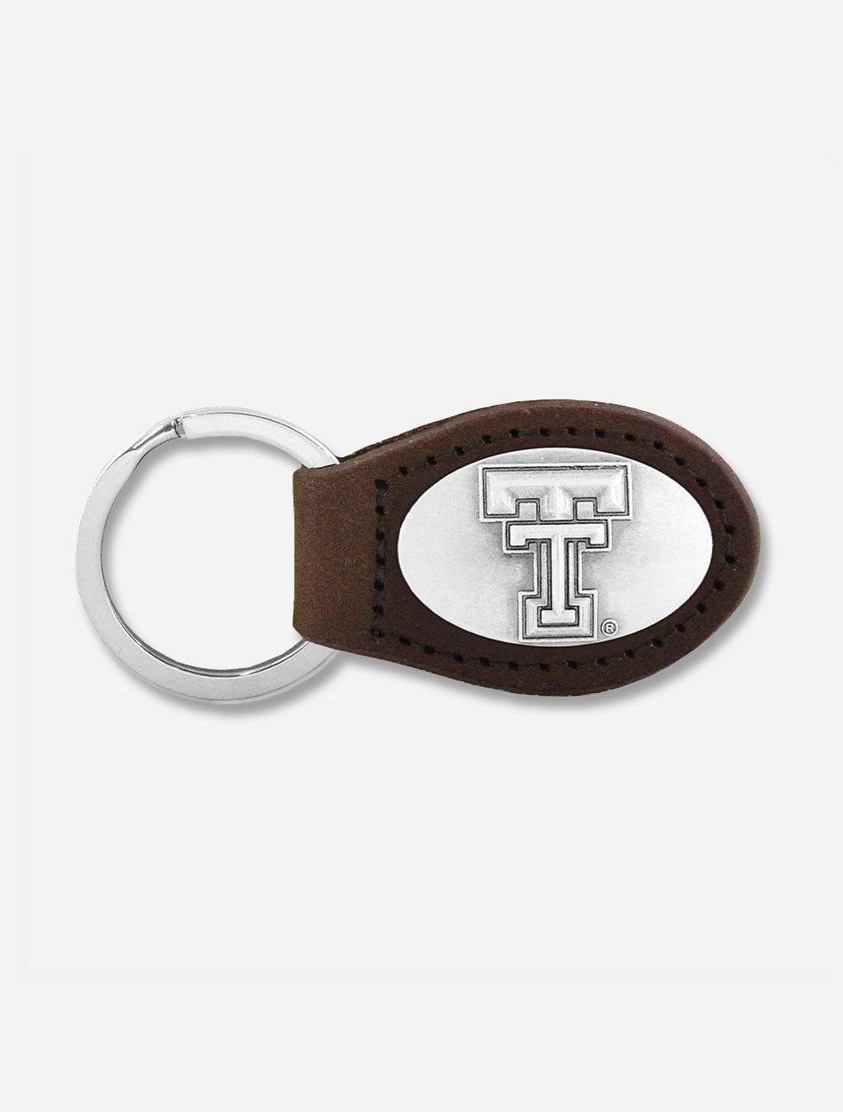 Texas Tech Red Raiders Double T Leather Keychain with Metal Concho