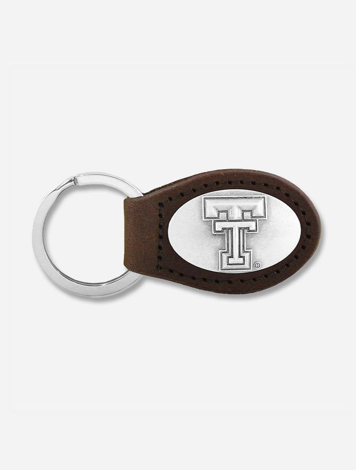 Texas Tech Red Raiders Double T Leather Keychain with Metal Concho
