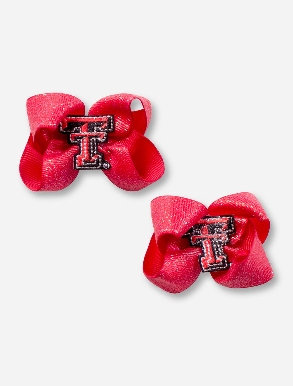 Texas Tech Double T Red Glitter Bow Set
