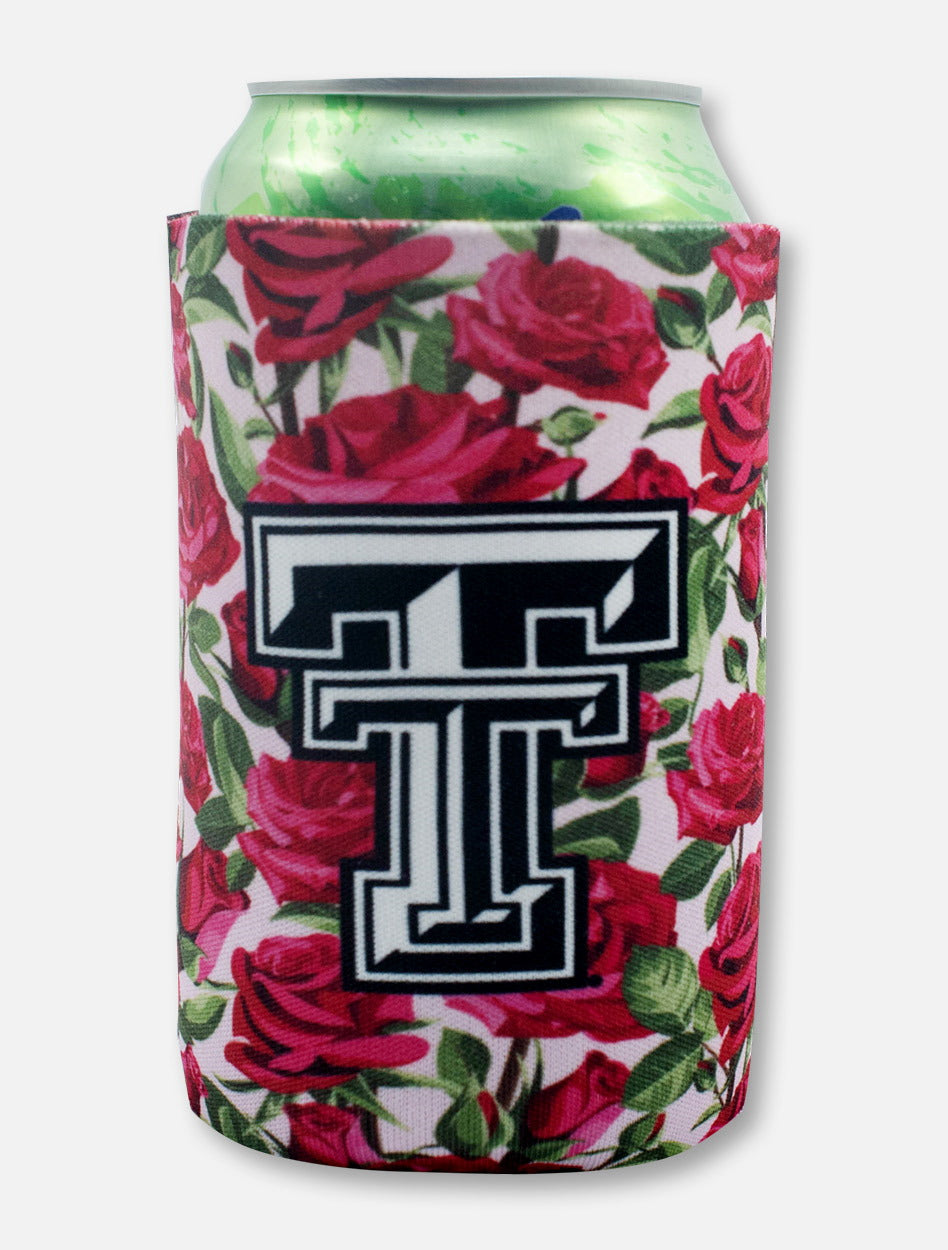 Texas Tech Black and White Double T "Roses" Can Cooler
