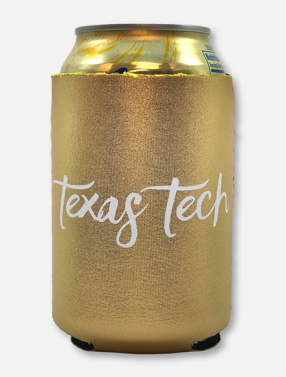 Texas Tech Red Raiders Script Gold Can Cooler