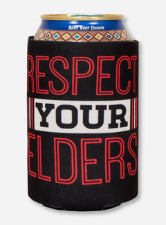 Texas Tech Alumni - Respect Your Elders on Black Can Cooler