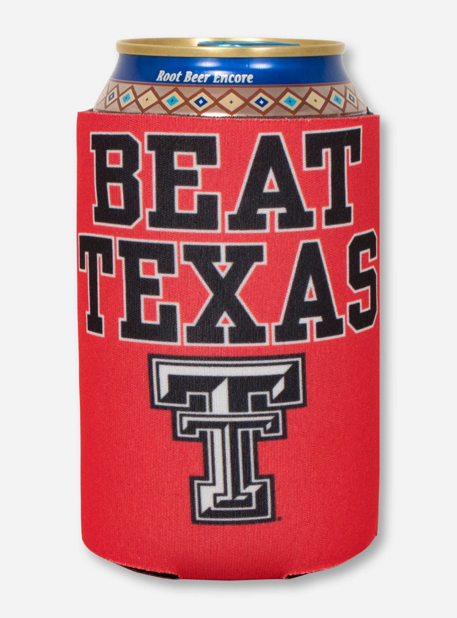 Beat Texas & Double T on Red Can Cooler- Texas Tech