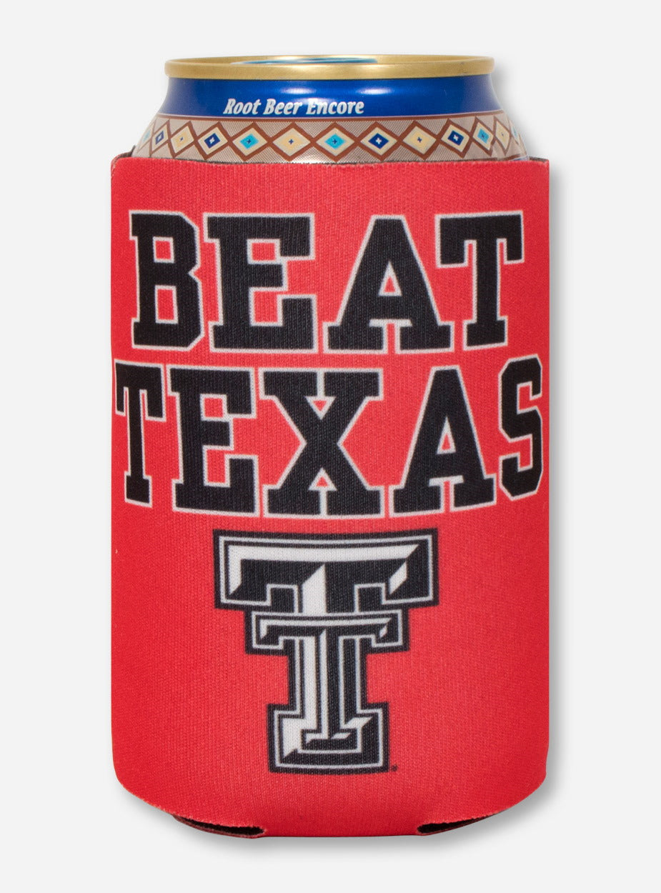Beat Texas & Double T on Red Can Cooler- Texas Tech