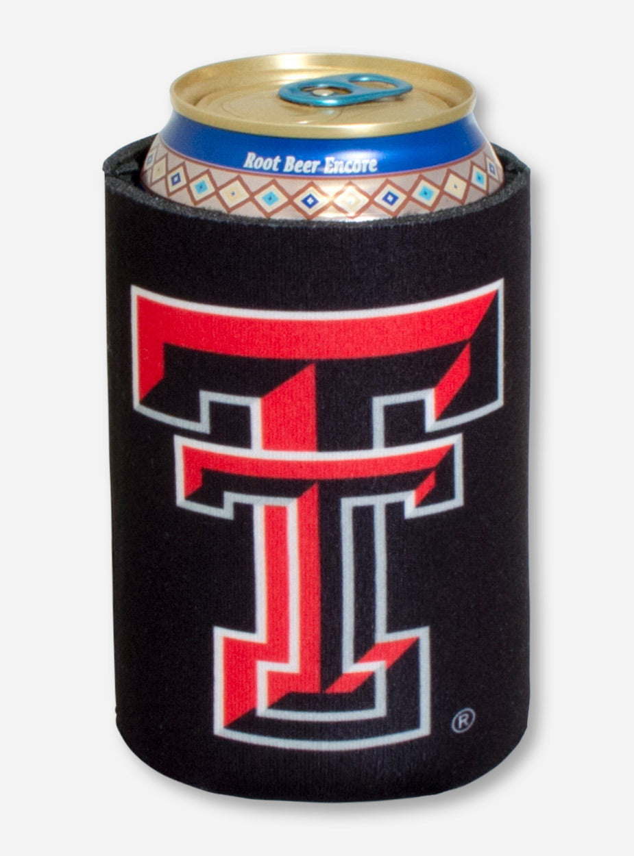 Texas Tech Double T on Black Can Cooler