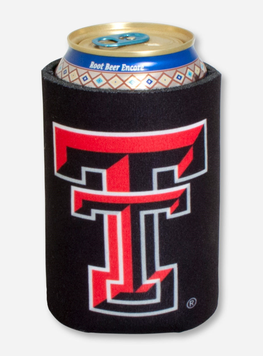 Texas Tech Double T on Black Can Cooler