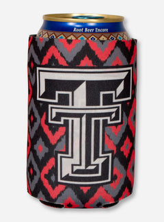Texas Tech Double T on Red and Black Diamond Print Can Cooler