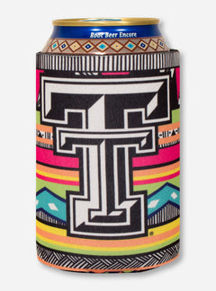 Texas Tech Double T on Multicolored Mara Pattern Can Cooler