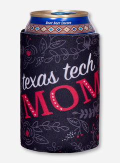 Texas Tech Mom on Floral Black Can Cooler