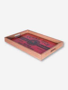 Texas Tech Vintage Label Glass Top Serving Tray