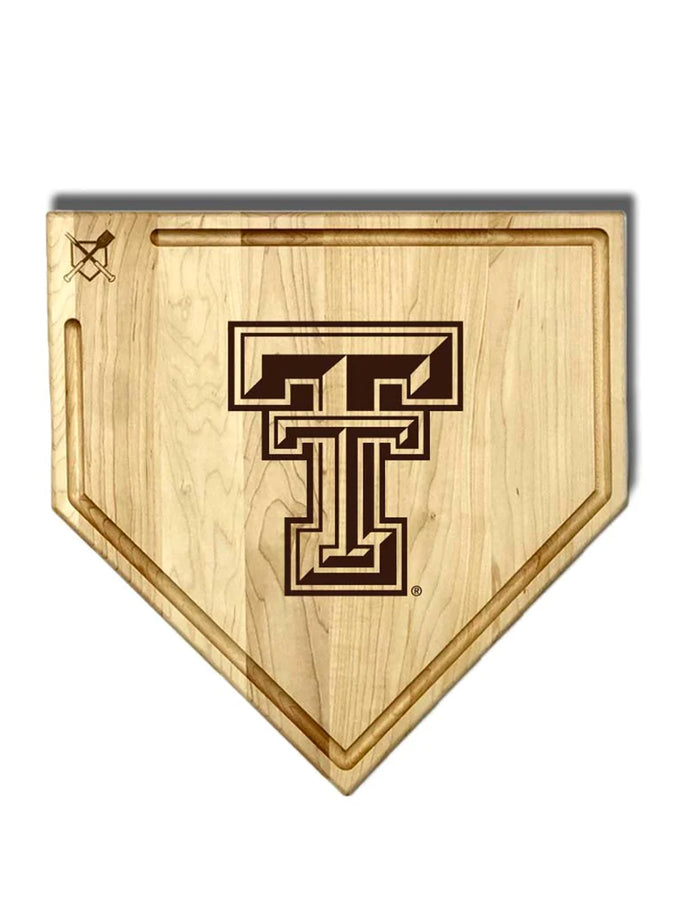 Texas Tech Double T "Home Plate" Cutting Board with Trough