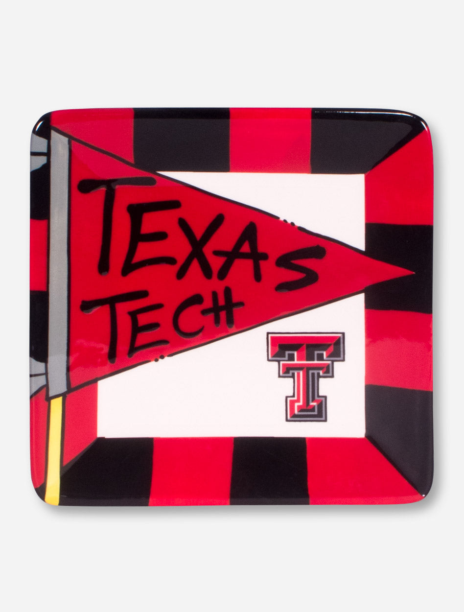 Texas Tech Flag Square Ceramic Plate