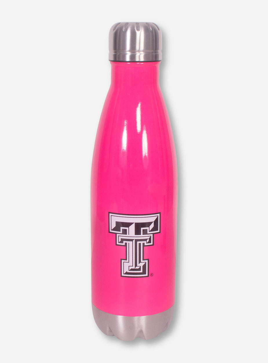 Texas Tech Double T Twist on Stainless Steel Neon Pink Water Bottle