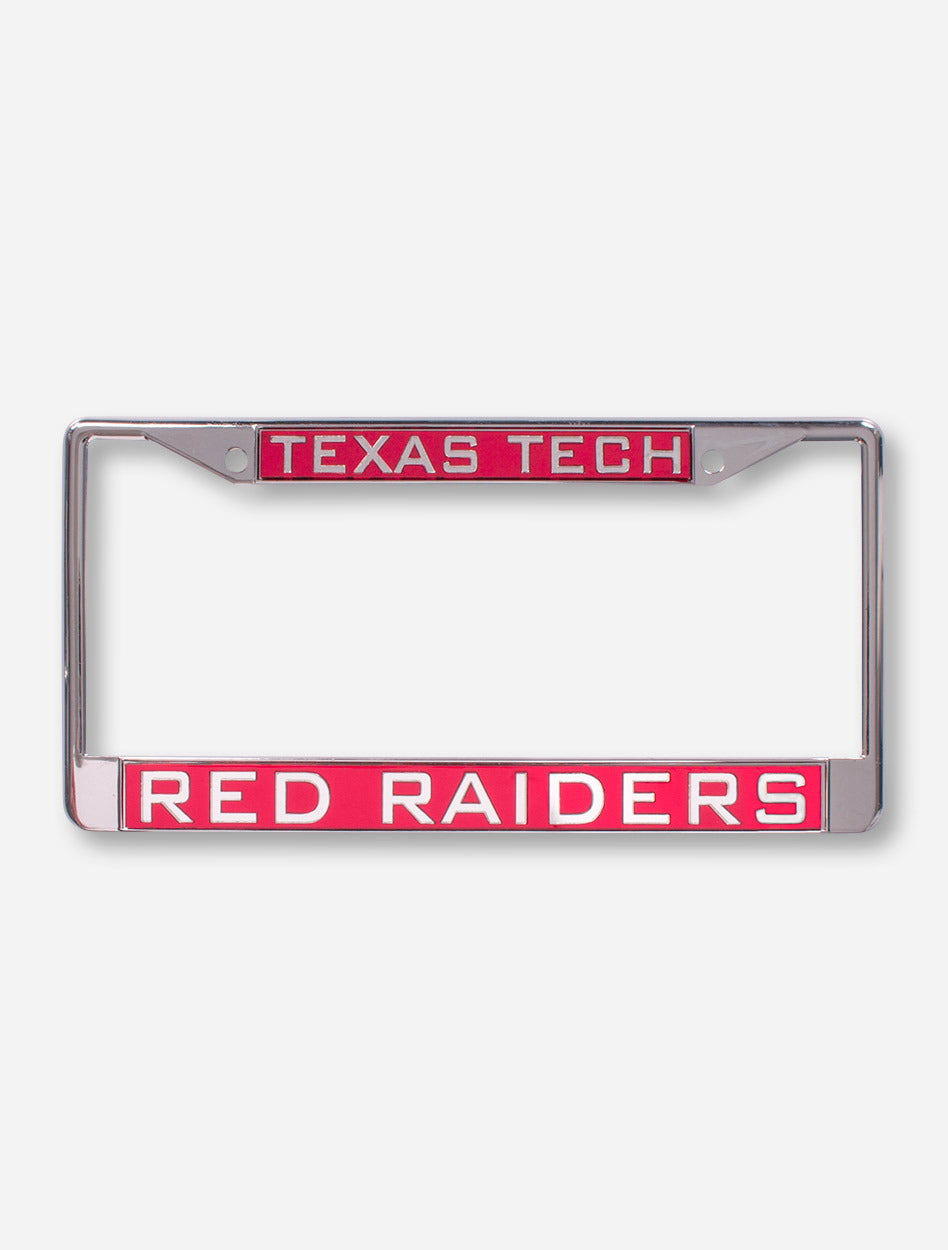 Texas Tech Red Raiders on Red and Chrome License Plate Frame