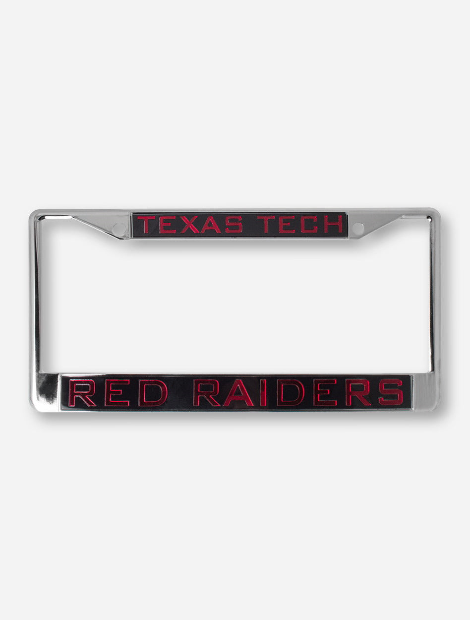 Texas Tech Red Raiders on Red, Black & Chrome License Plate Frame