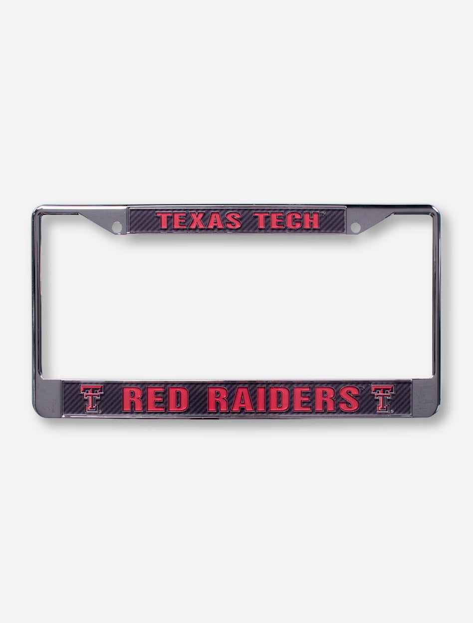 Texas Tech Red Raiders in Red on Carbon Acrylic License Plate Frame