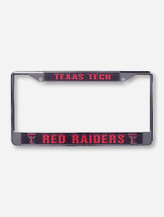 Texas Tech Red Raiders in Red on Carbon Acrylic License Plate Frame