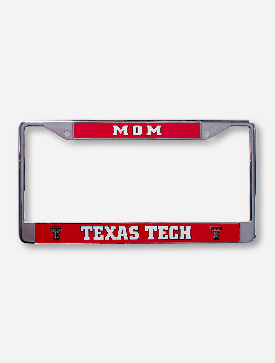Texas Tech Mom on Red & Chrome License Plate Frame