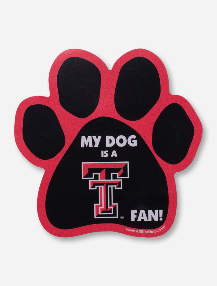 Texas Tech "My Dog is A Texas Tech Fan" Paw Print Car Magnet