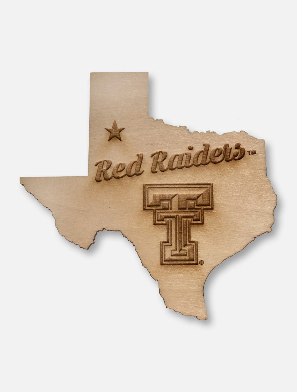 Texas Tech Red Raiders Double T State Wooden Magnet