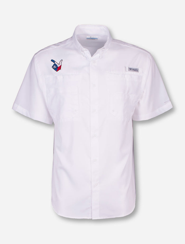 Columbia Texas Tech "Tamiami" Texas Flag Guns Up Fishing Shirt