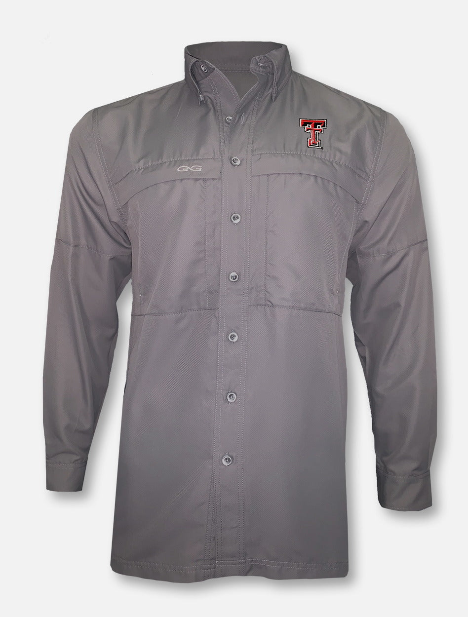 Game Guard Texas Tech Double T Fishing Charcoal Long Sleeve Dress Shirt