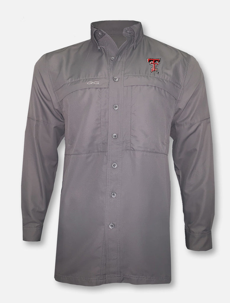 GameGuard Texas Tech Red Raiders Double T Camo Fishing Shirt in Brown, Size: XL, Sold by Red Raider Outfitters