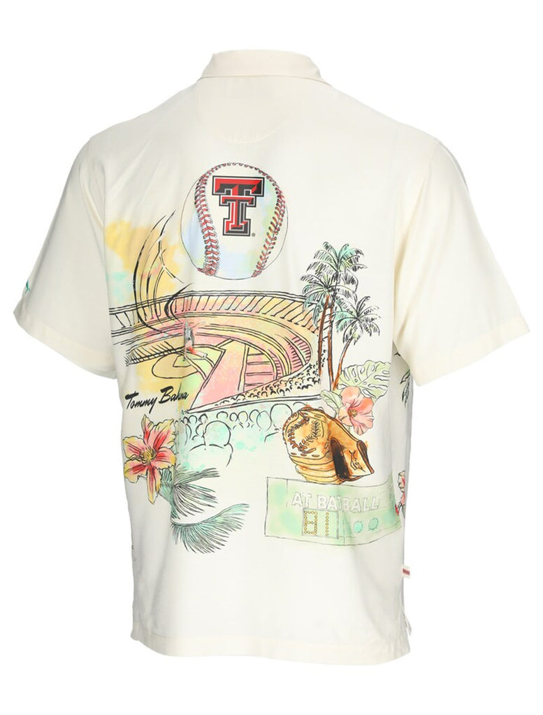 Tommy Bahama Texas Tech Paradise Fly Baseball Camp Button Down in White, Size: L, Sold by Red Raider Outfitters