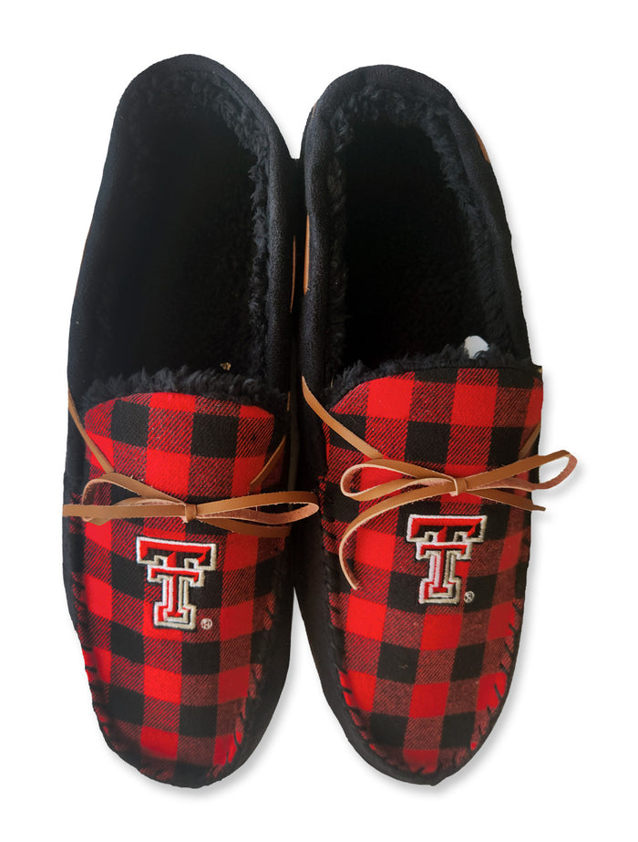 Texas Tech Double T Buffalo Plaid Flannel Men's House Shoe