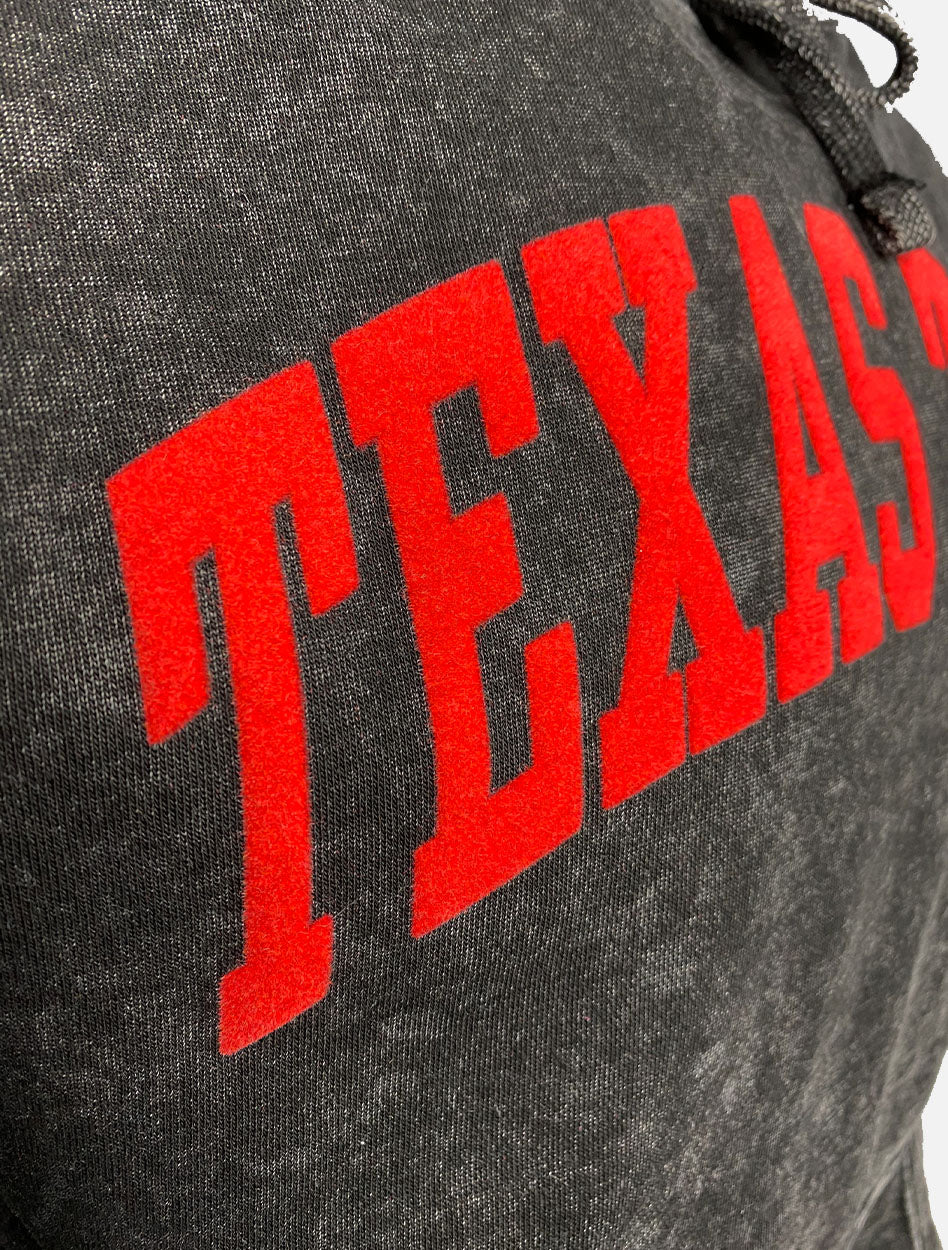 Texas Tech Red Raiders Black Flocked Arch Mineral Washed Hood
