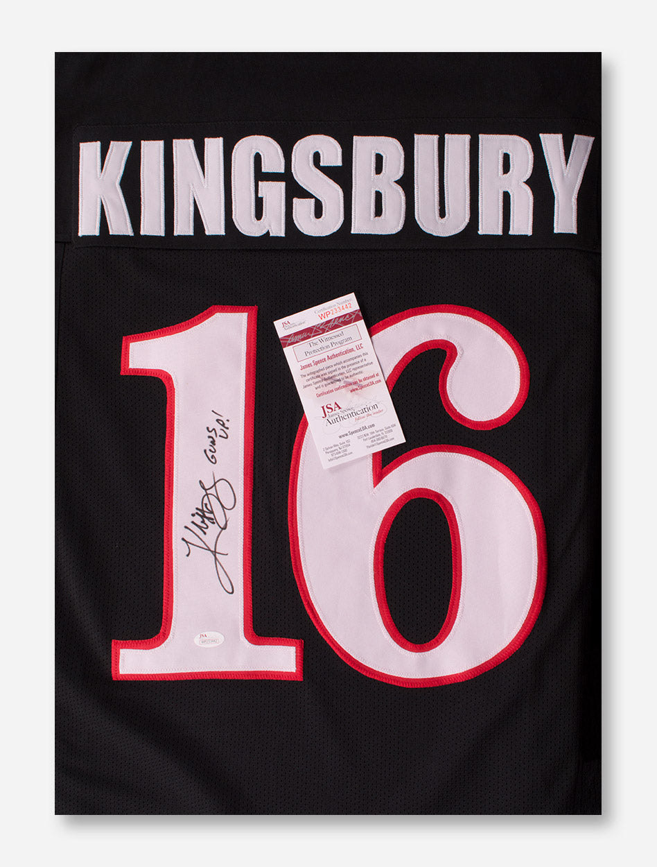 Kliff Kingsbury Signed #16 Black College Style Jersey with Guns Up