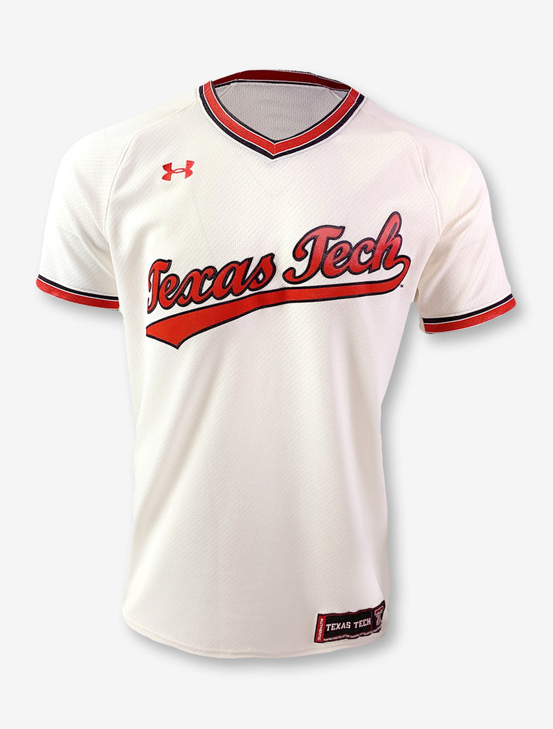 Under Armour Texas Tech Red Raiders Arch Baseball Jersey in Red, Size: XL, Sold by Red Raider Outfitters