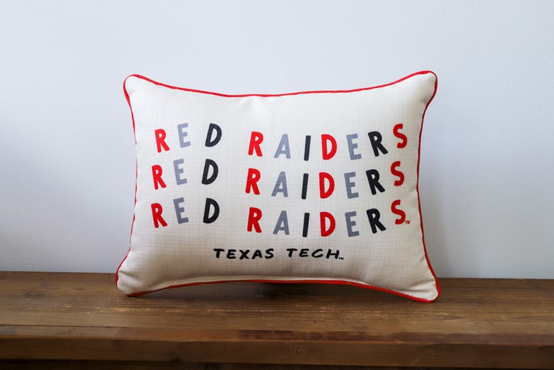 Wiggle Red Raiders 18"x14" Rectangle Pillow w/Red Piping