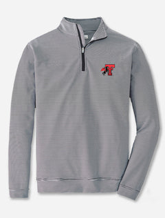 Peter Millar Texas Tech Vault Double T Perth Mini Stripe Quarter Zip Pullover